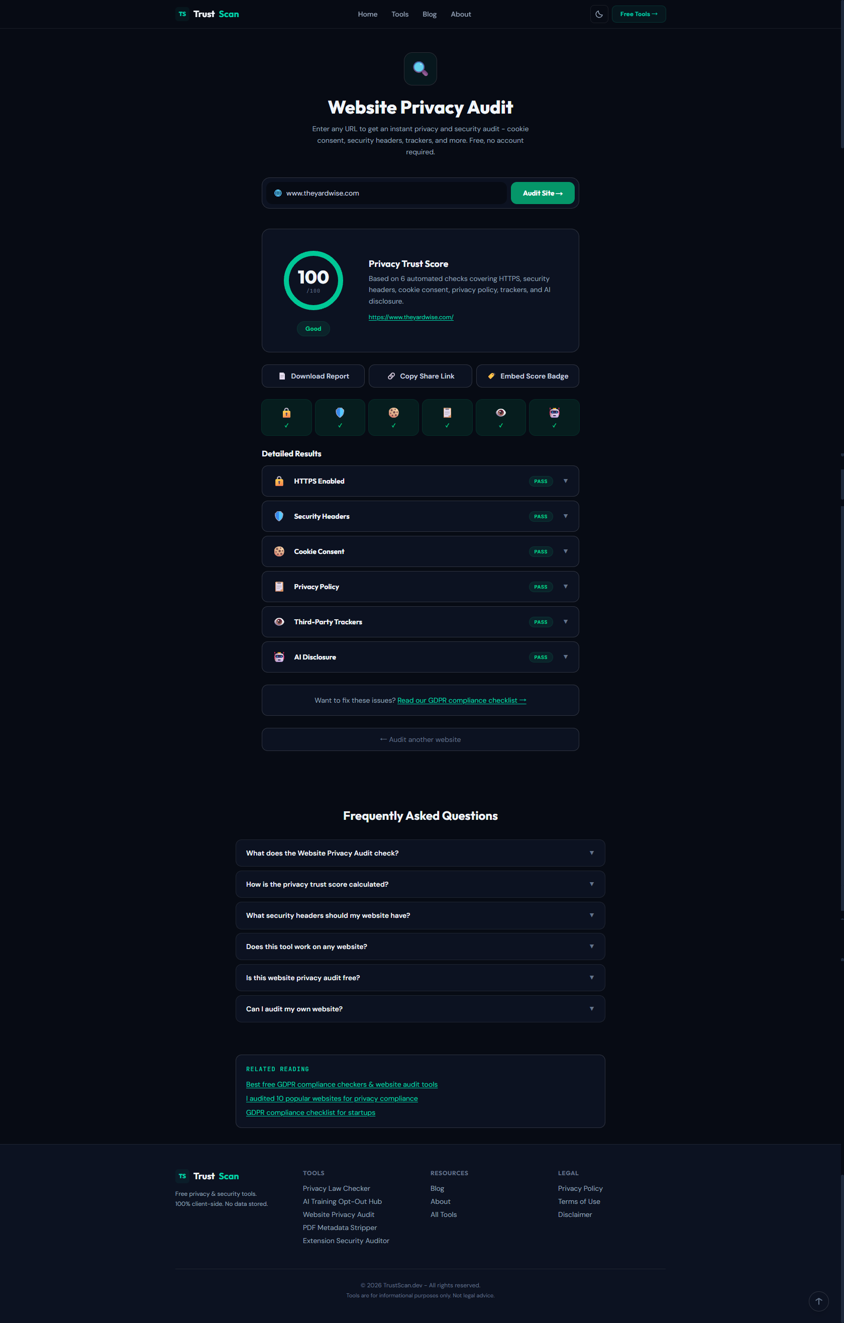 TrustScan.dev Security Score